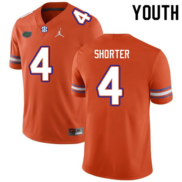 Youth #4 Justin Shorter Florida Gators College Football Jerseys Sale-Orange